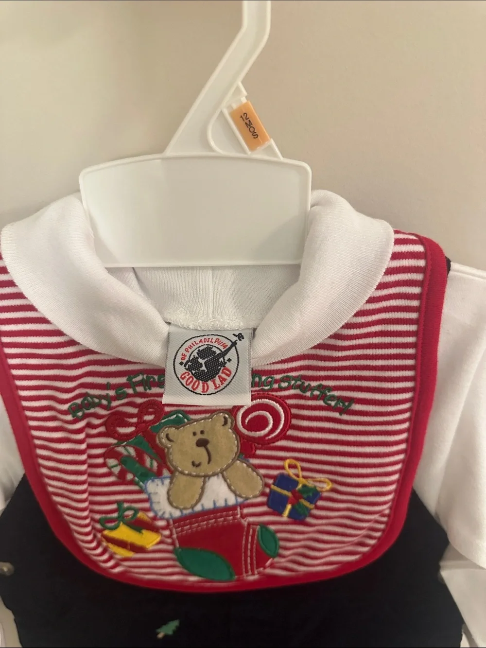 Good Lad of Philadelphia Navy Corduroy Overall with Holiday Bib and White Tee
